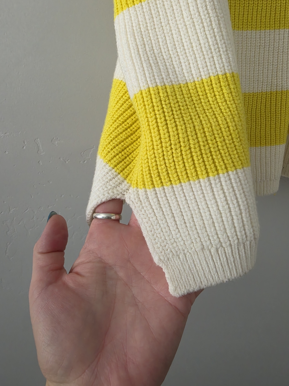 Anthropologie Yellow & Cream Striped V-Neck Sweater Vest - Picture 7 of 11